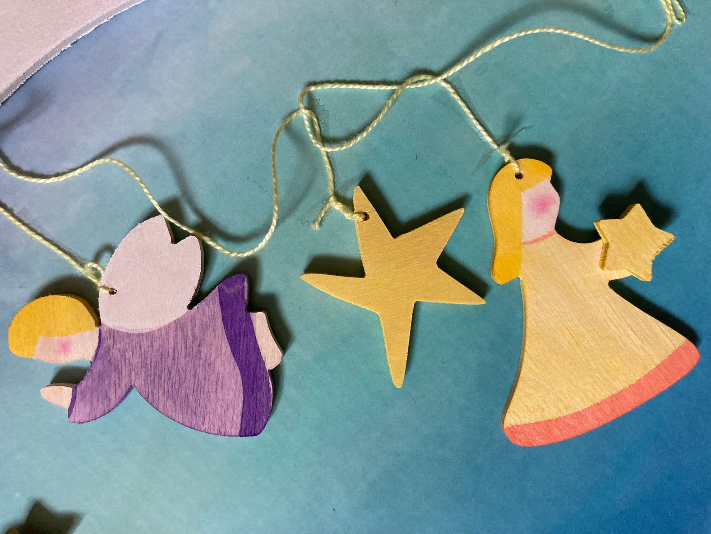 Wooden Mobile for Baby's Room - MOON WITH ANGELS
