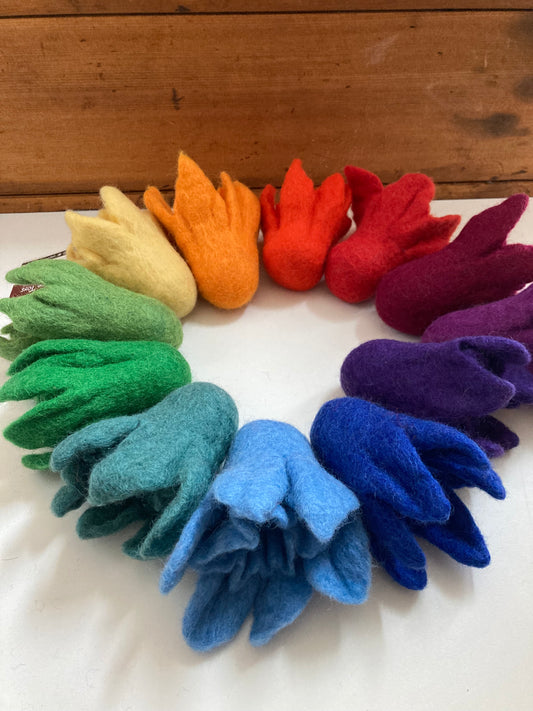 Wool Felted Toy - RAINBOW DAFFODILS... all 12!!