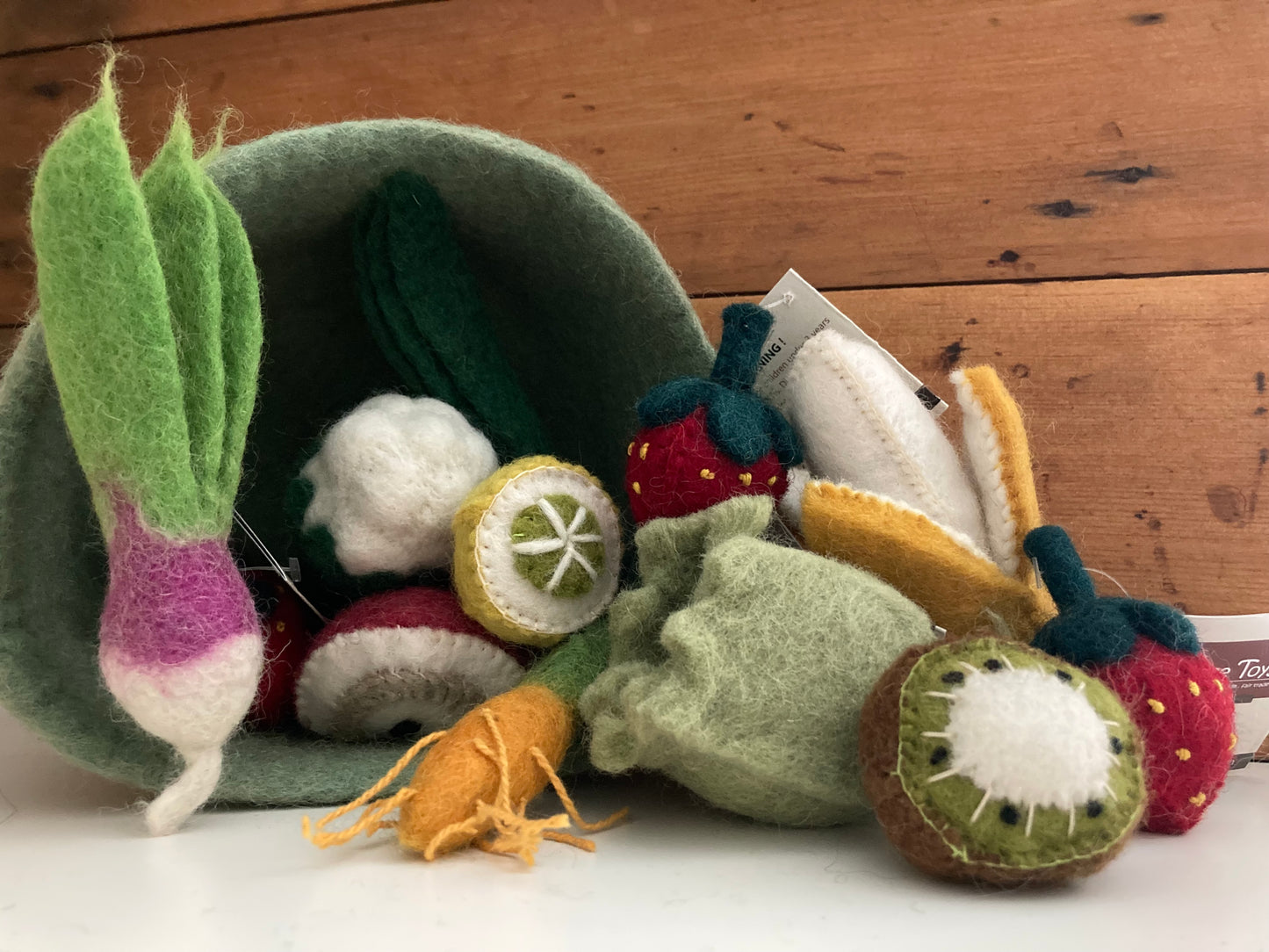 Kitchen Play Food - Wool Felted FRUIT AND VEGETABLE BOWL Set, Small size