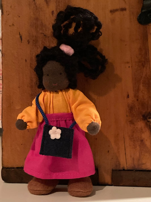 Dollhouse Waldorf Doll - GRIMM’S EBONY CHILD in DRESSES