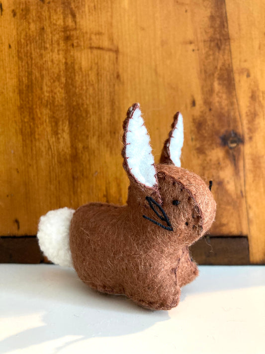 Dollhouse Soft Toy - Wool Felt BROWN RABBIT