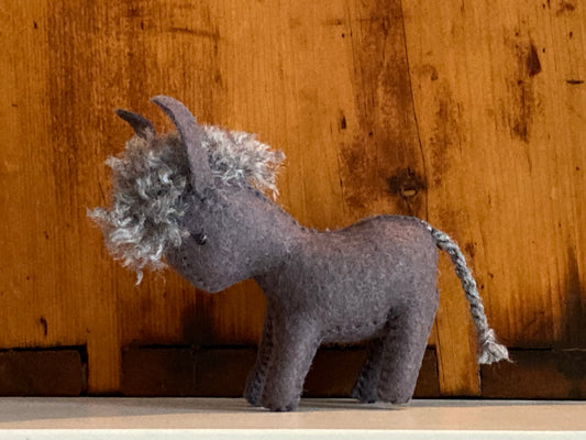 Dollhouse Soft Toy - Wool Felt GREY DONKEY