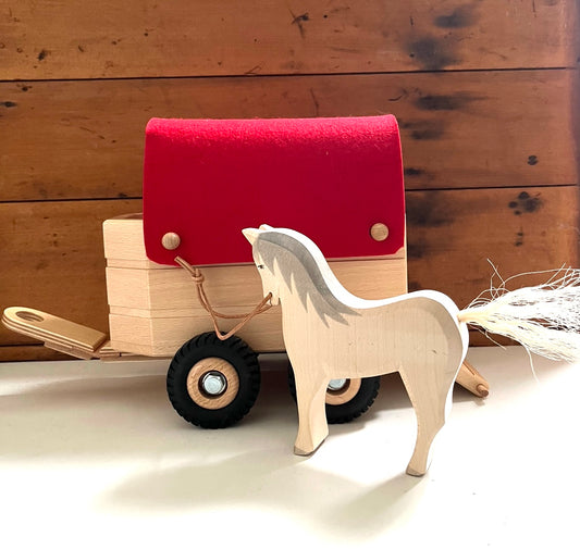 Wooden Dollhouse Play - HORSE BOX TRAILER