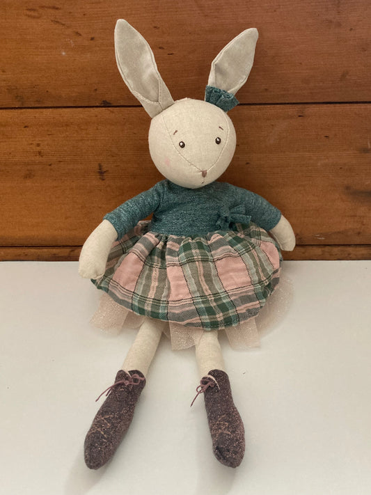 Soft Doll - RAG RABBIT DOLL, in a skirt (14 inches)