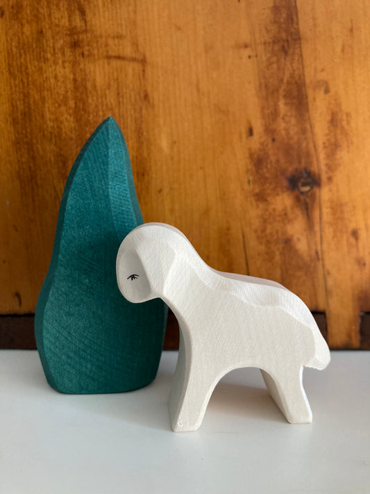 Wooden Dollhouse Play - SHEEP, WHITE LITTLE LAMB, standing