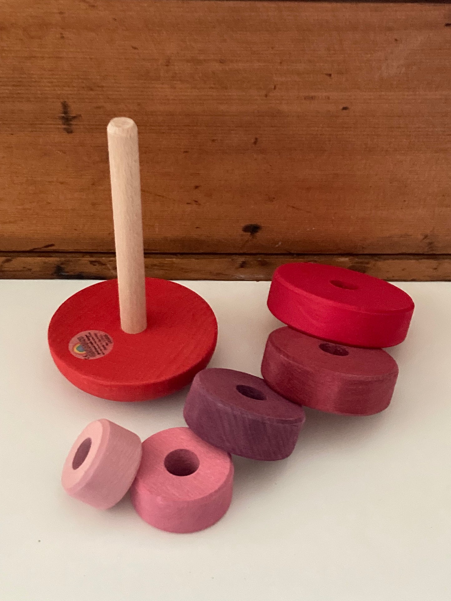 Wooden Toy, Baby - Grimm's STACKING WOBBLY TOWER, 6 pieces!