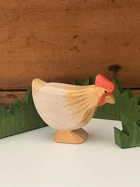 Wooden Dollhouse Play - WHITE HEN, standing