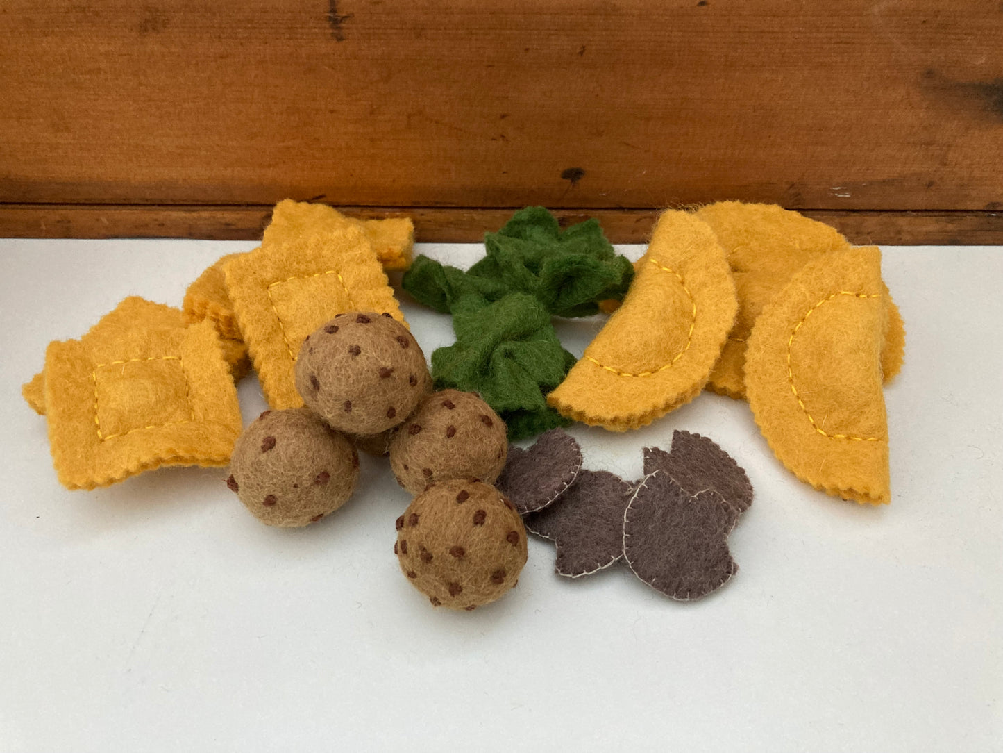 Kitchen Play Food - Wool Felted PASTA AND MEATBALLS, 20 pieces!