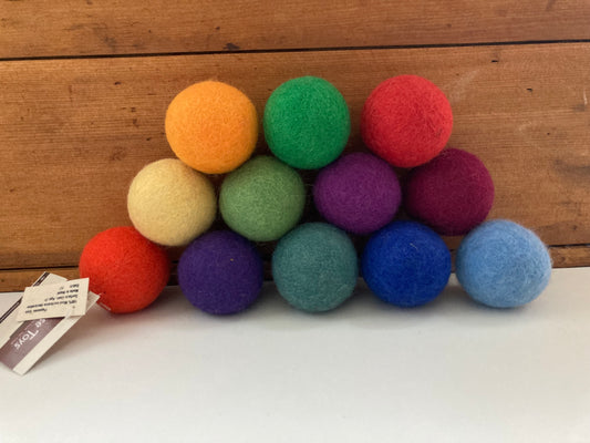 Wool Felted Toy - RAINBOW FELT BALLS in 12 colours!!