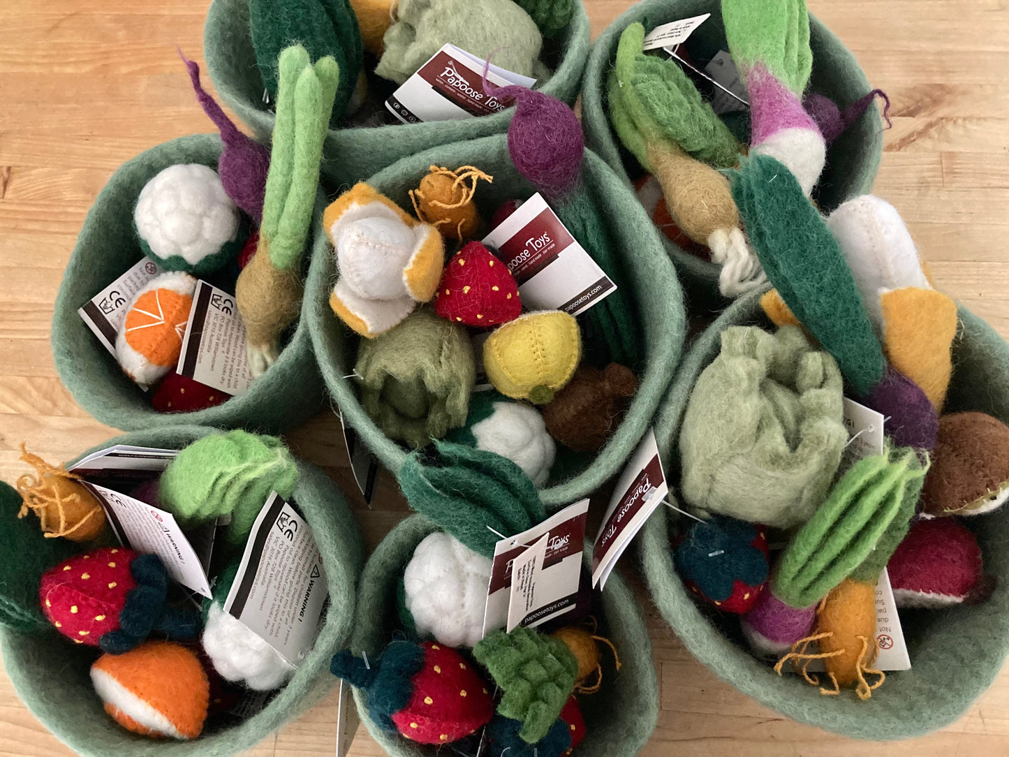 Kitchen Play Food - Wool Felted FRUIT AND VEGETABLE BOWL Set, Medium size