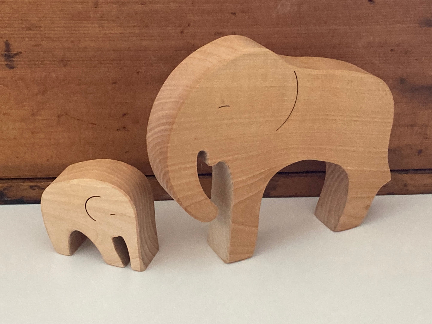 Jouet en bois - MAMA ÉLÉPHANT ET BÉBÉ, 2 pièces !