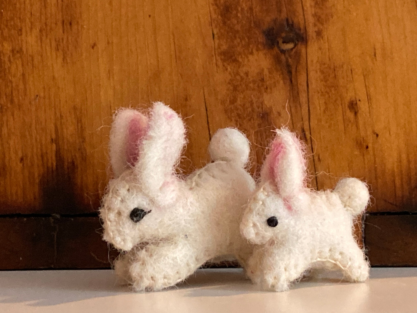 Dollhouse Soft Toy - Wool Felted WHITE RABBIT (2 sizes)