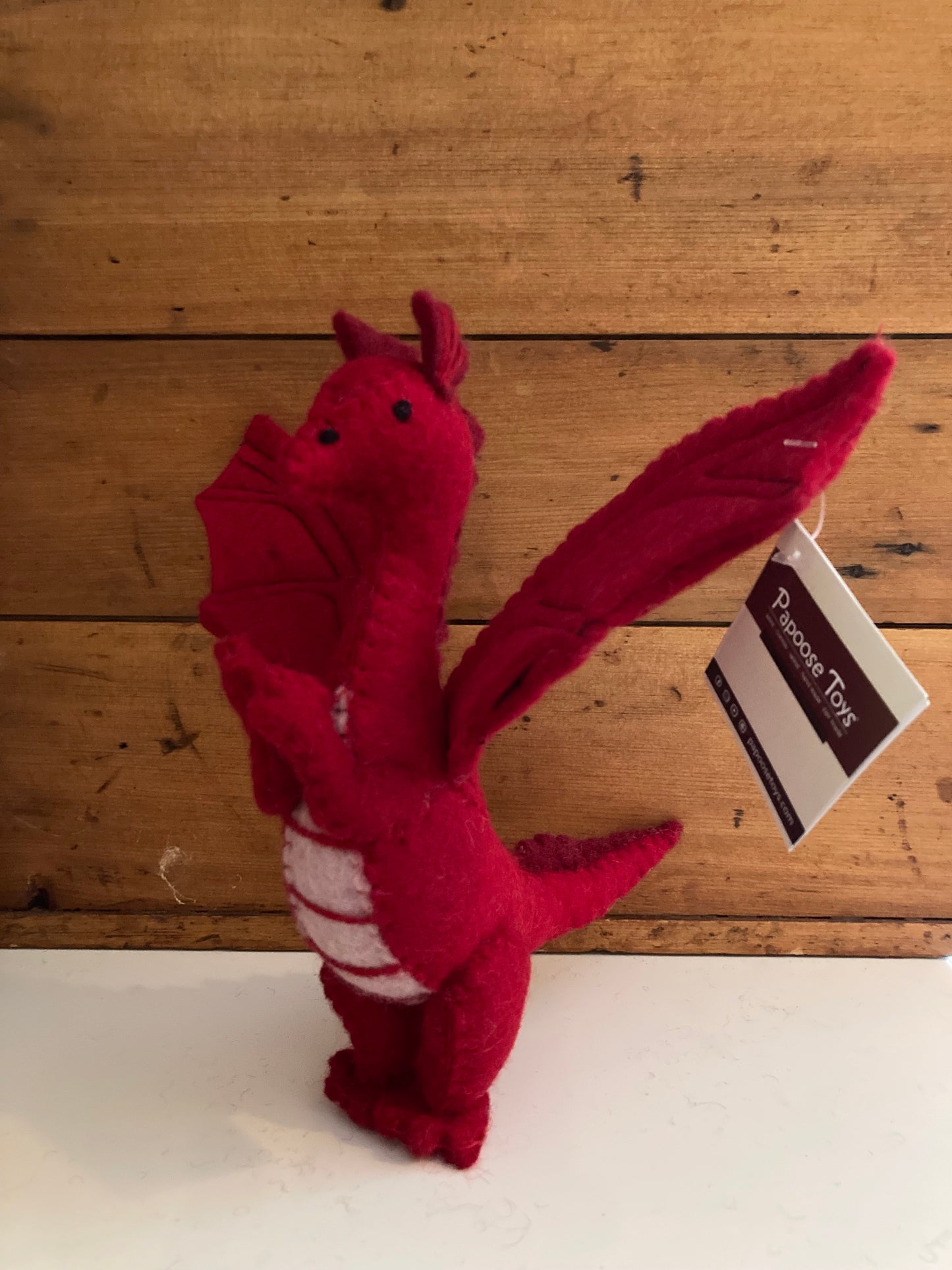 Dollhouse Soft Toy - Wool Felted DRAGON, Red