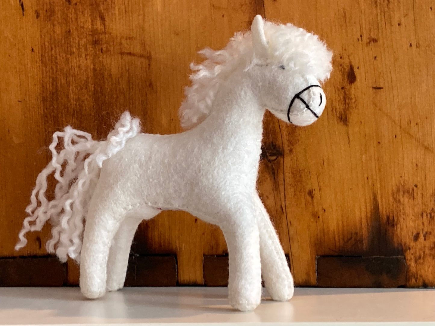 Dollhouse Soft Toy - Wool Felt WHITE HORSE