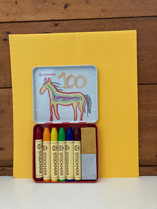 Art Set - RAINBOW EDITION TIN with 6 STICK CRAYONS and GOLD & SILVER BLOCK CRAYONS