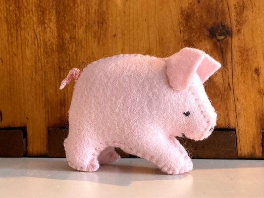 Dollhouse Soft Toy - Wool Felt PINK PIG