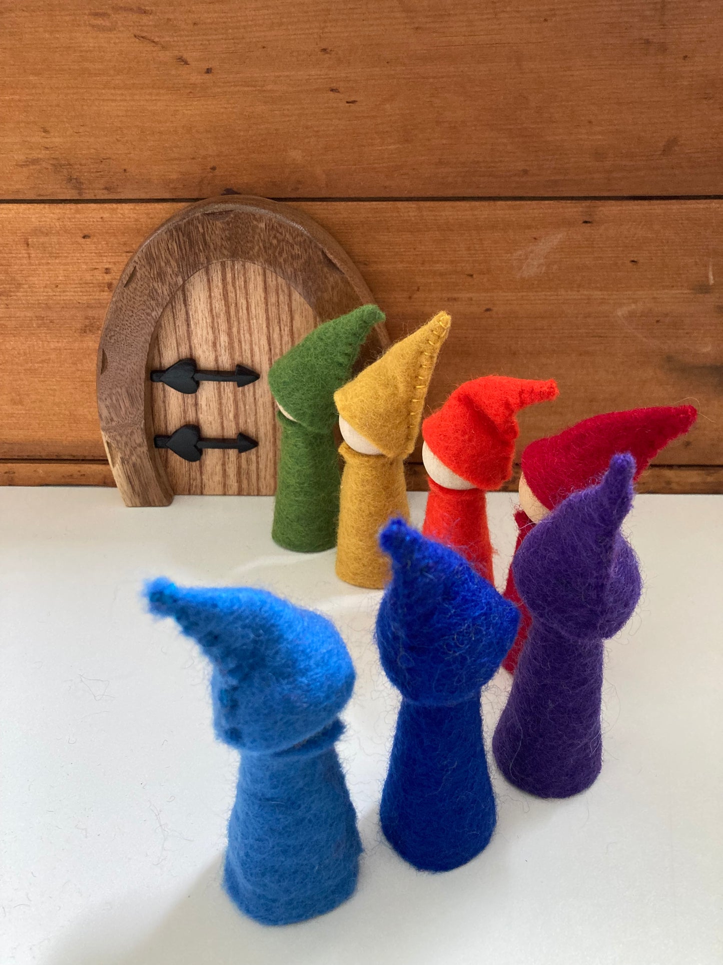 Jouet en bois pour jeu de maison de poupée - RAINBOW GNOMES (all7 !!)