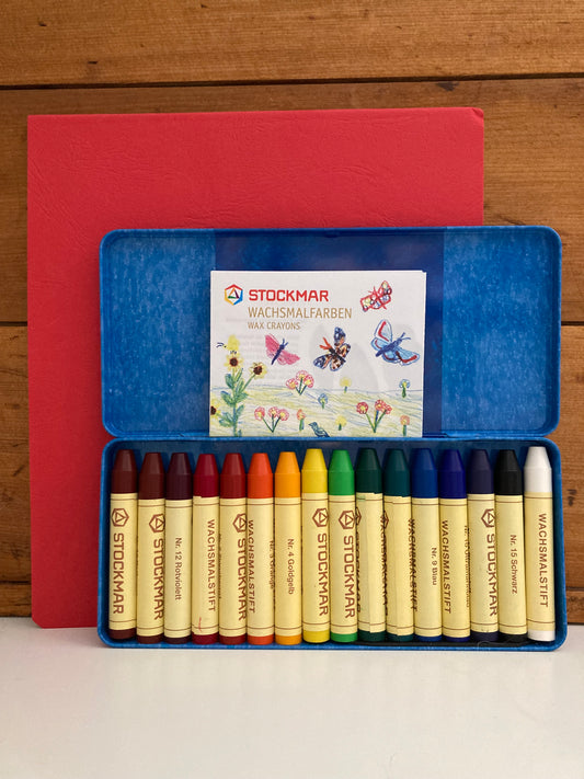 Art Set - TIN of 16 BEESWAX STICK CRAYONS AND DRAWING BOOK