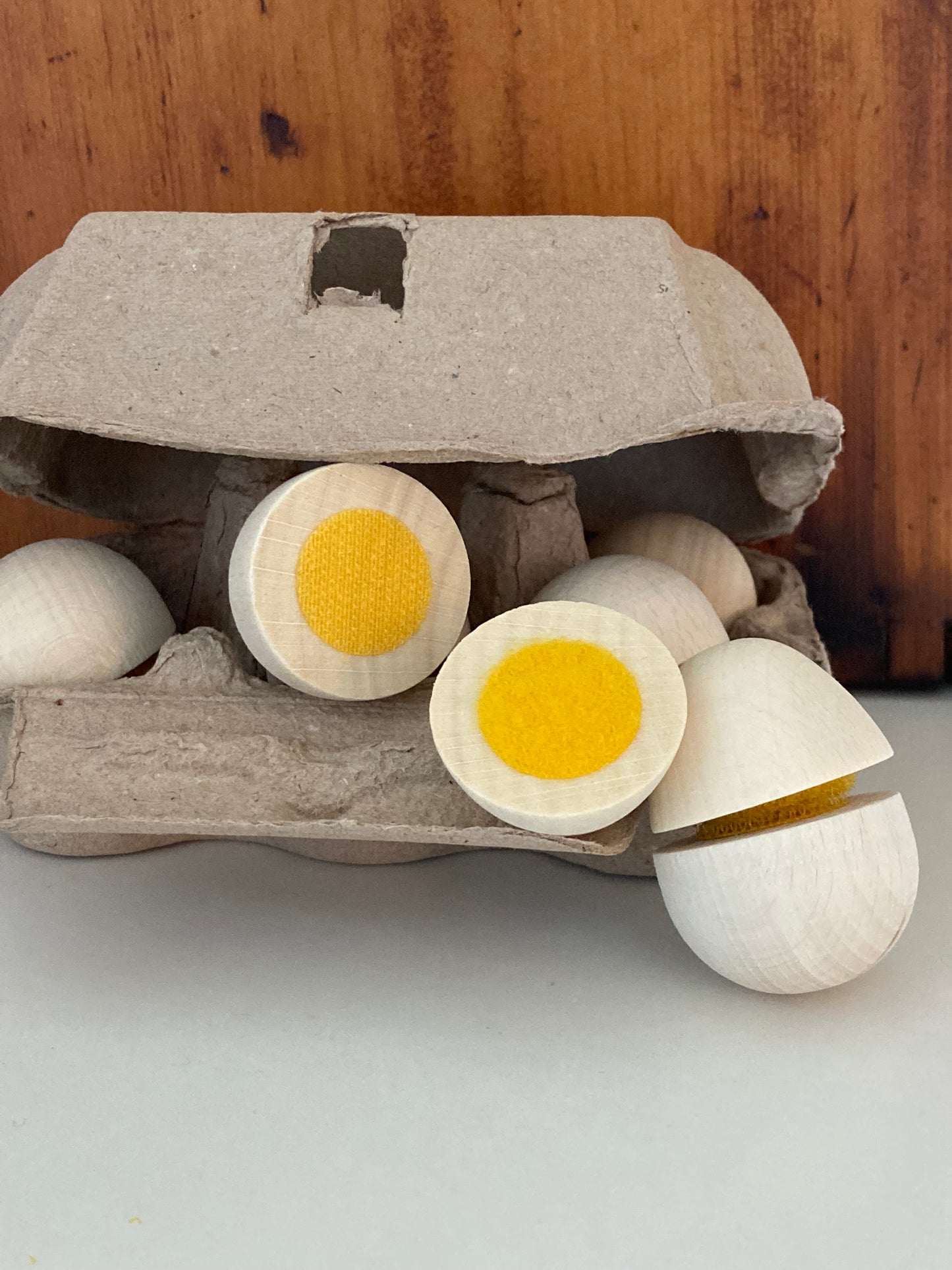 Kitchen Play Food - Wooden EGGS..."can be sliced in half!"