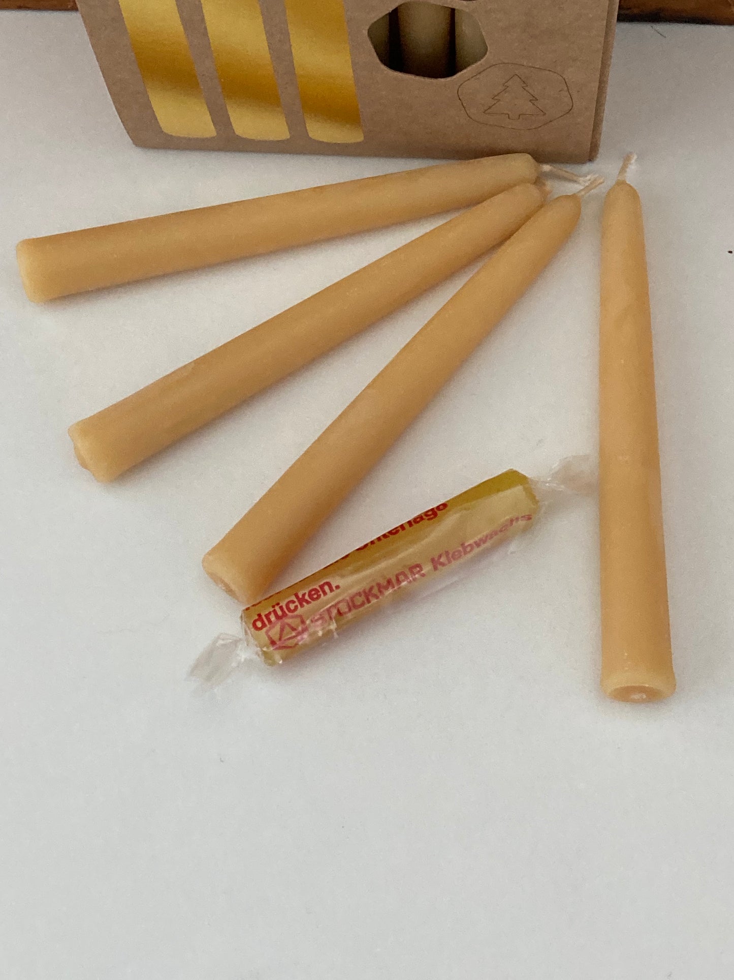 Beeswax Candles - Small 100%NATURAL BEESWAX CANDLES for Tissue Paper Silhouette Wooden Stand & all Deco by Grimm's Rings (Box of 20 candles)