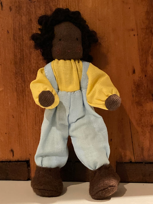 Dollhouse Waldorf Doll - Grimm's EBONY CHILD in PANTS