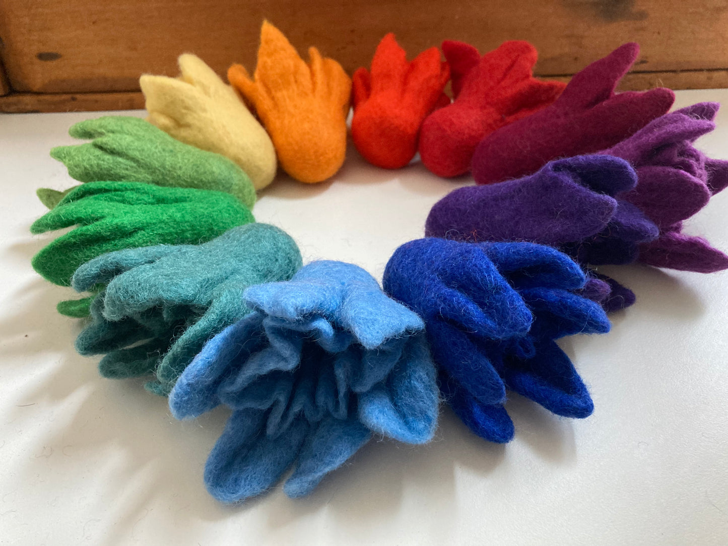 Wool Felted Toy - RAINBOW DAFFODILS... all 12!!