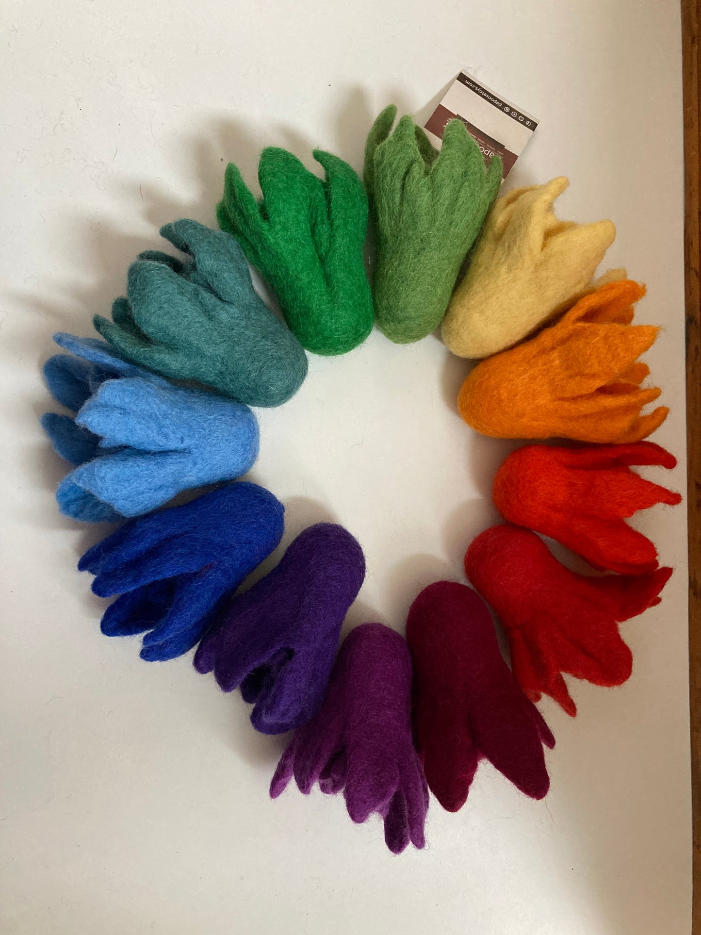 Wool Felted Toy - RAINBOW DAFFODILS... all 12!!