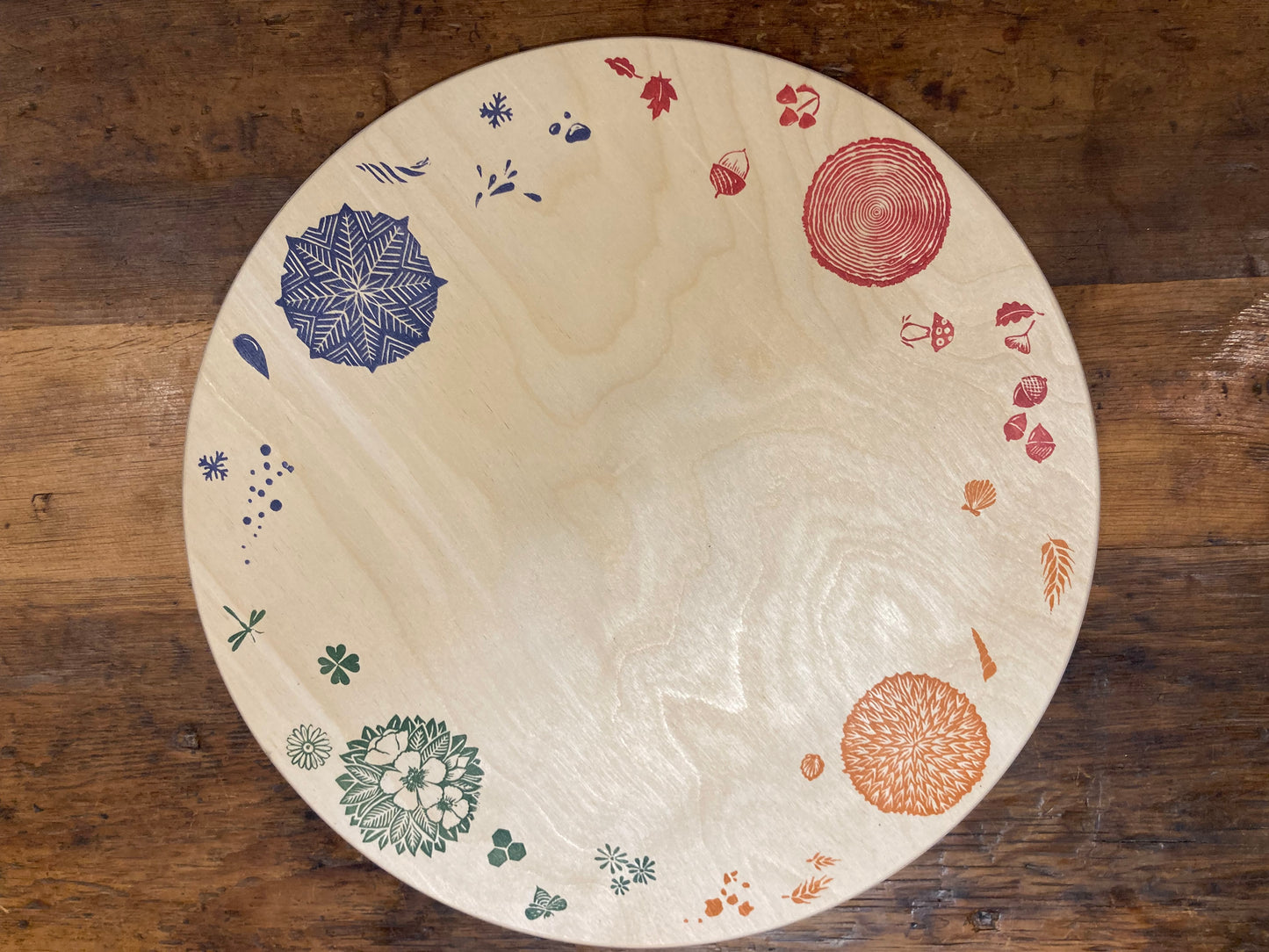 Educational Wooden CIRCULAR CALENDAR with FOUR SEASON RING, in ENGLISH
