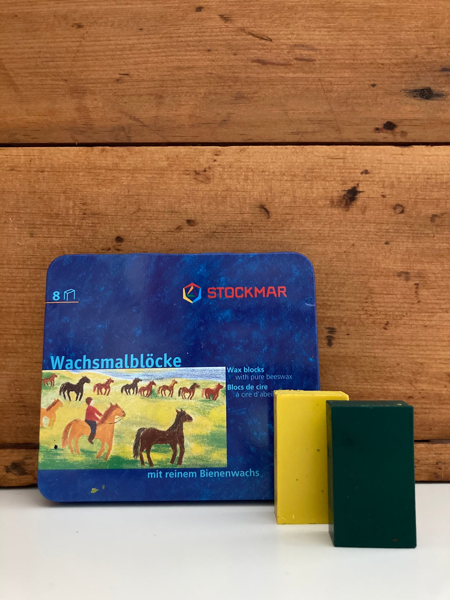 Beeswax, Art - BLOCK CRAYONS TIN CASE of 8 PRIMARY COLOURS