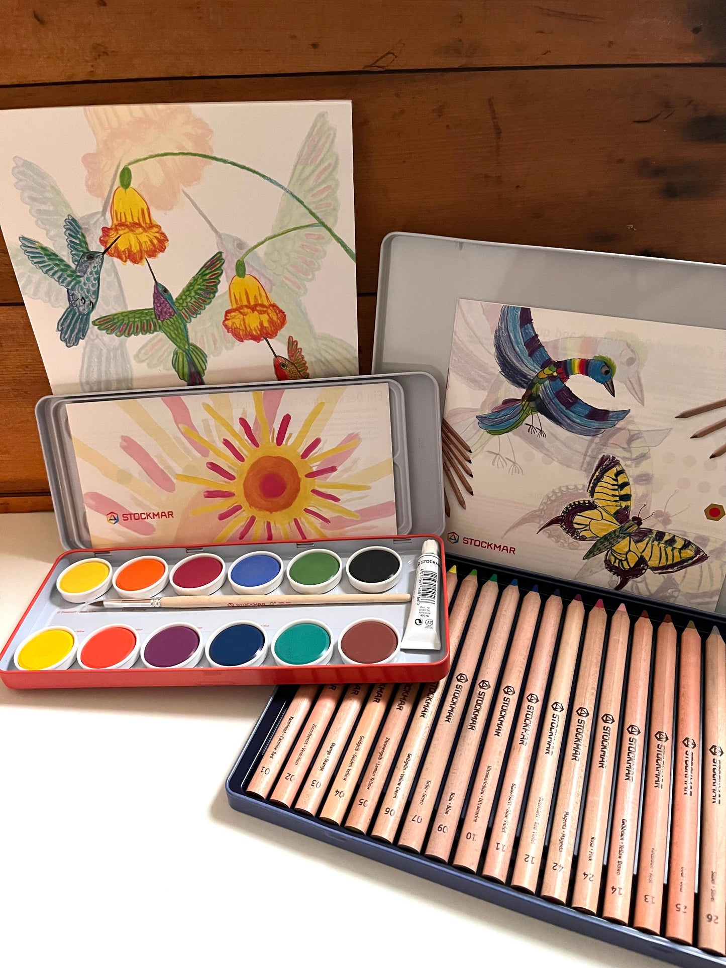 Art Set by Stockmar - 18 Coloured Pencils, 12 Watercolour Paints & Drawing Pad