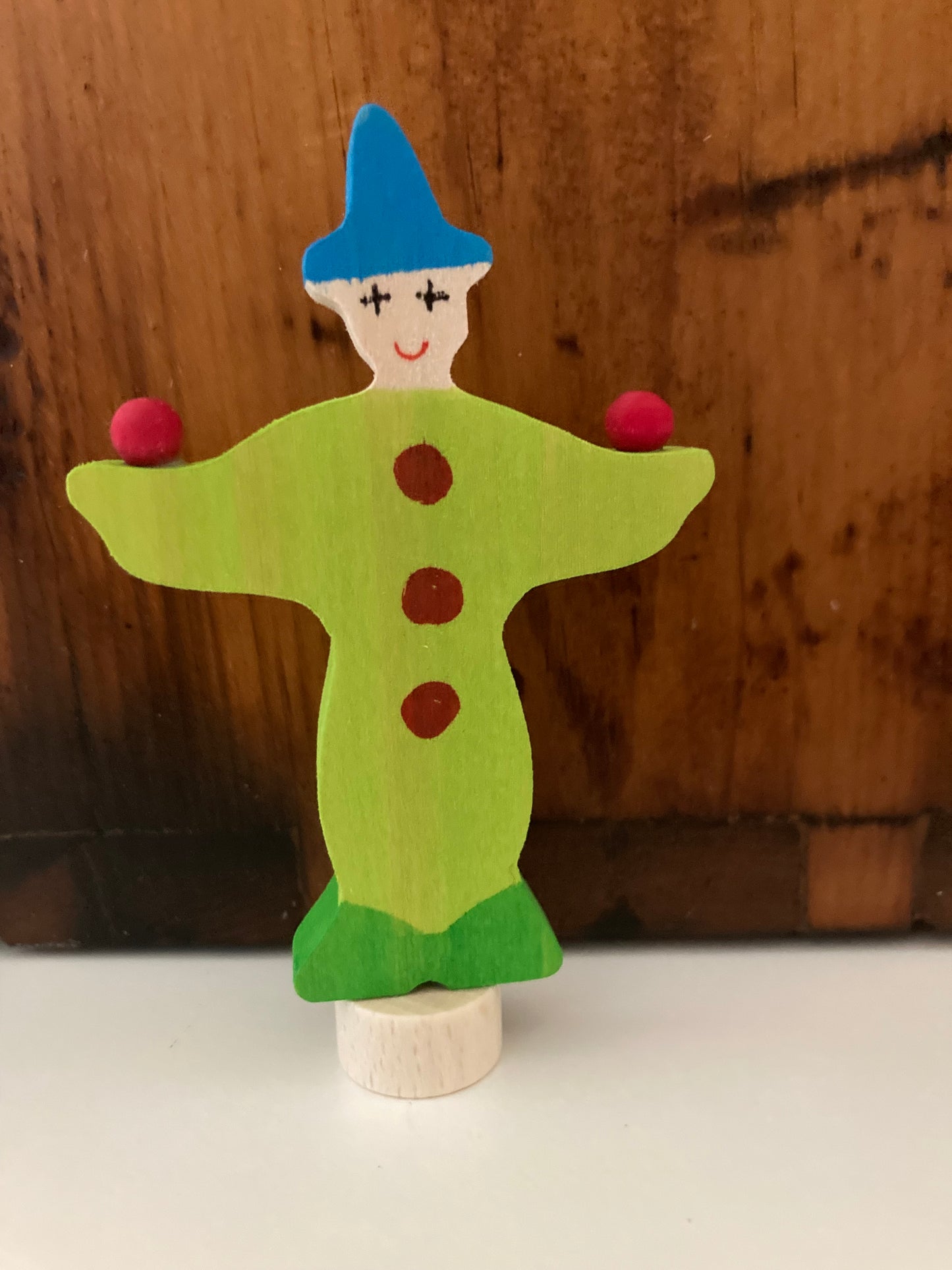 Déco en bois de Grimm's - CLOWN en vert