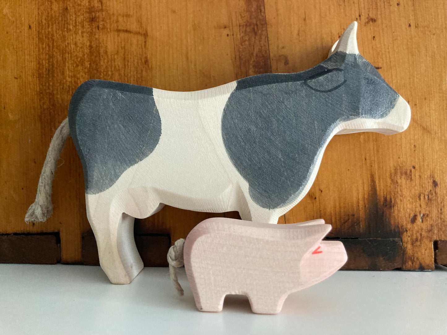 Wooden Dollhouse Play - BLACK AND WHITE COW
