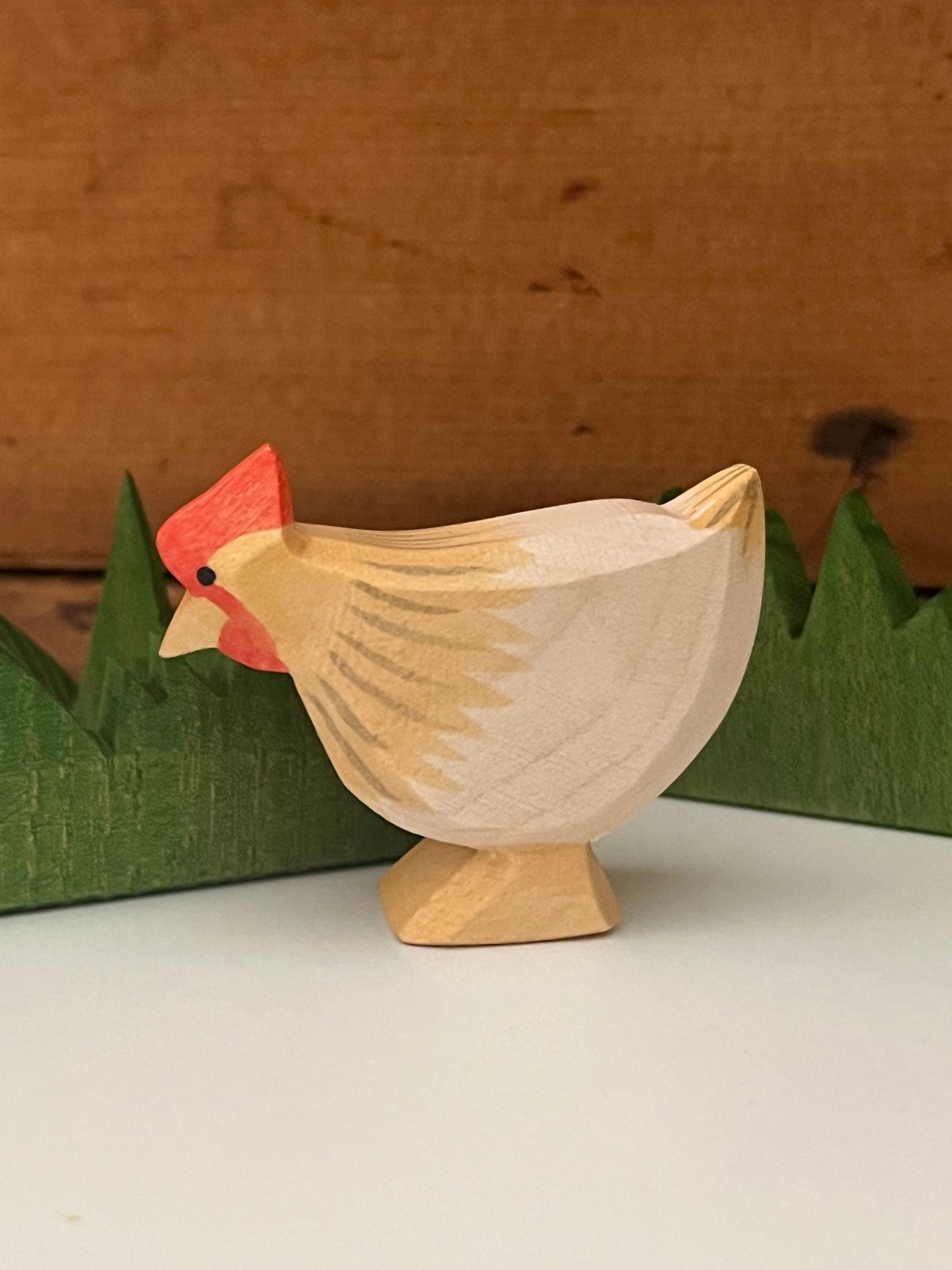 Wooden Dollhouse Play - WHITE HEN, standing
