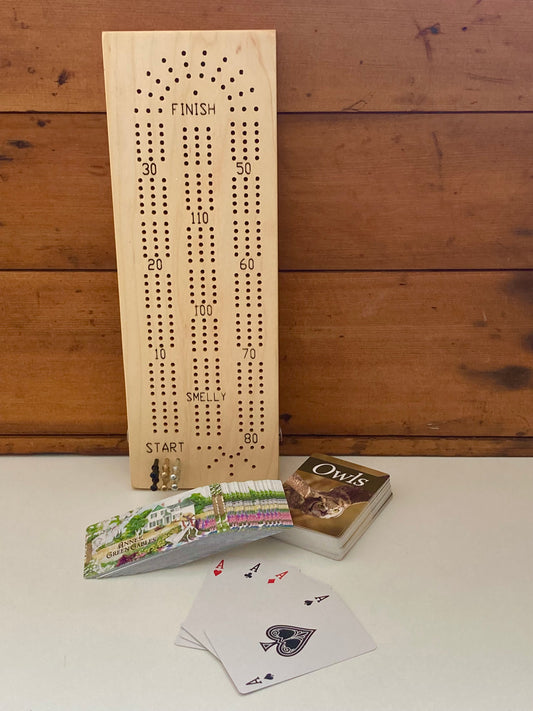 Wooden Family Game Set - CRIBBAGE, Board & Deck of Cards - 2 choices!