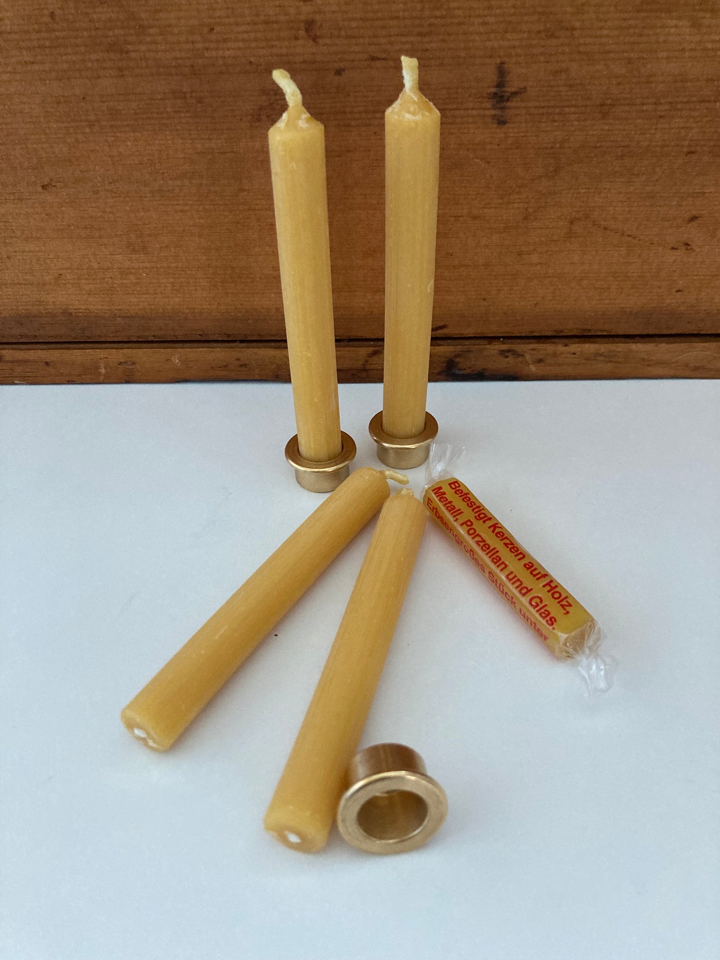 Wooden Deco by Grimm’s - Small BEESWAX CANDLES for Advent Spiral & Birthday Ring (Box of 20 candles and Sticky Wax)