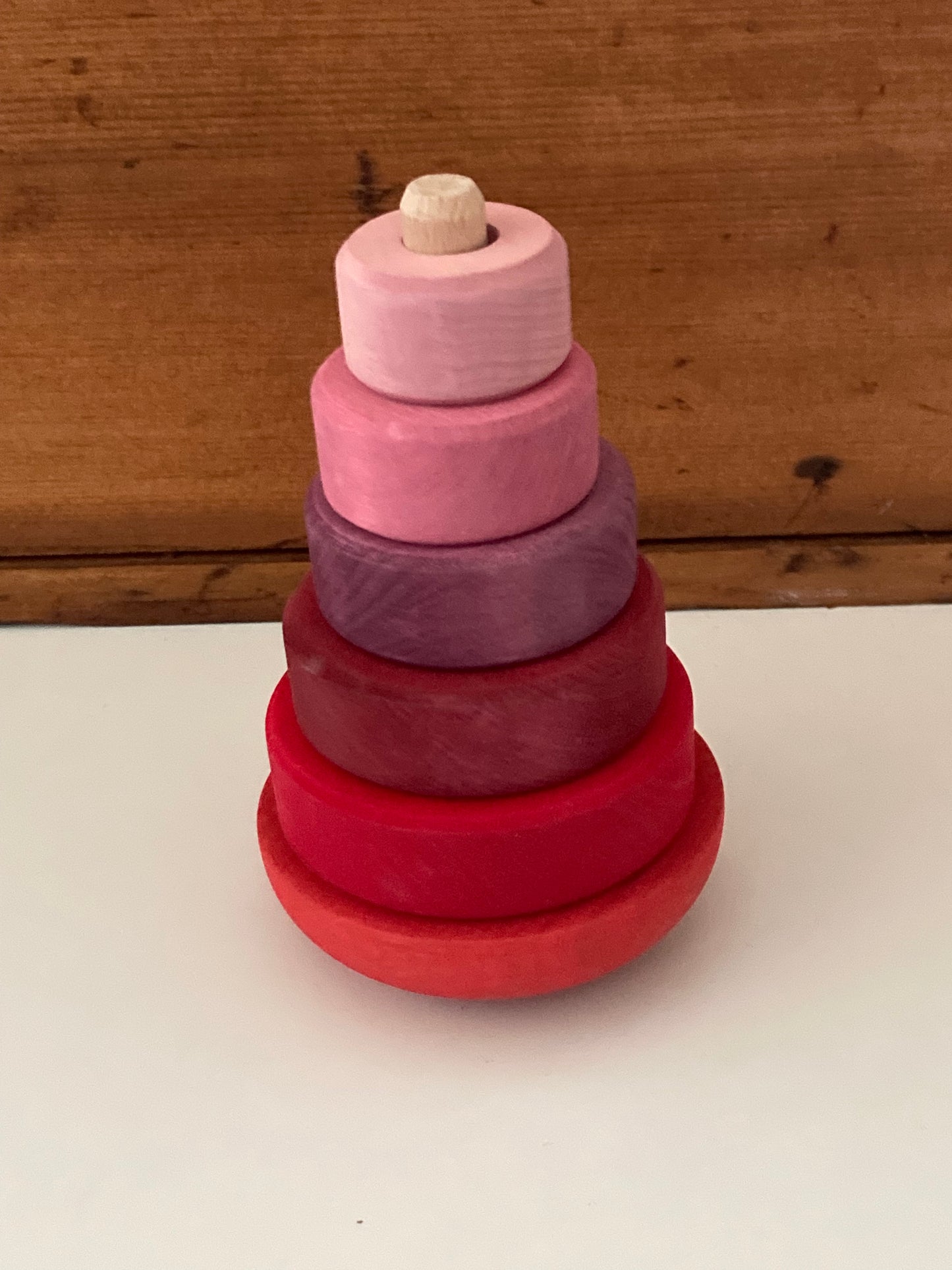Wooden Toy, Baby - Grimm's STACKING WOBBLY TOWER, 6 pieces!