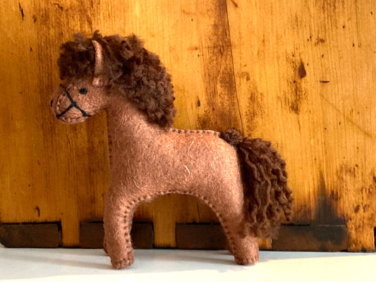 Dollhouse Soft Toy - FELT BROWN HORSE