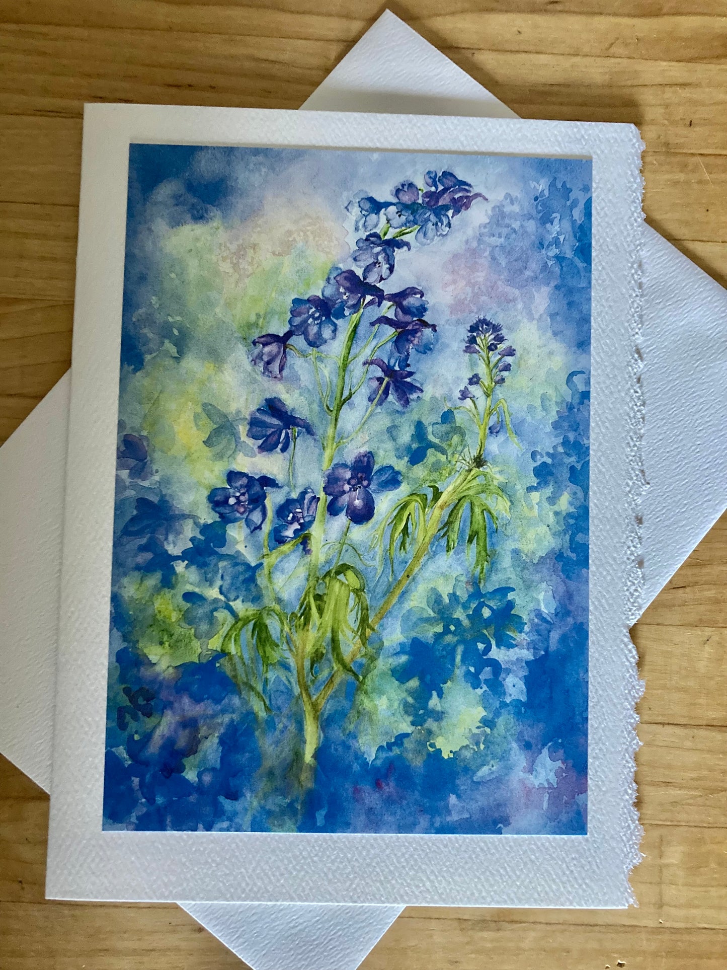 Cartes de voeux/ Été - DELPHINIUMS BLEU