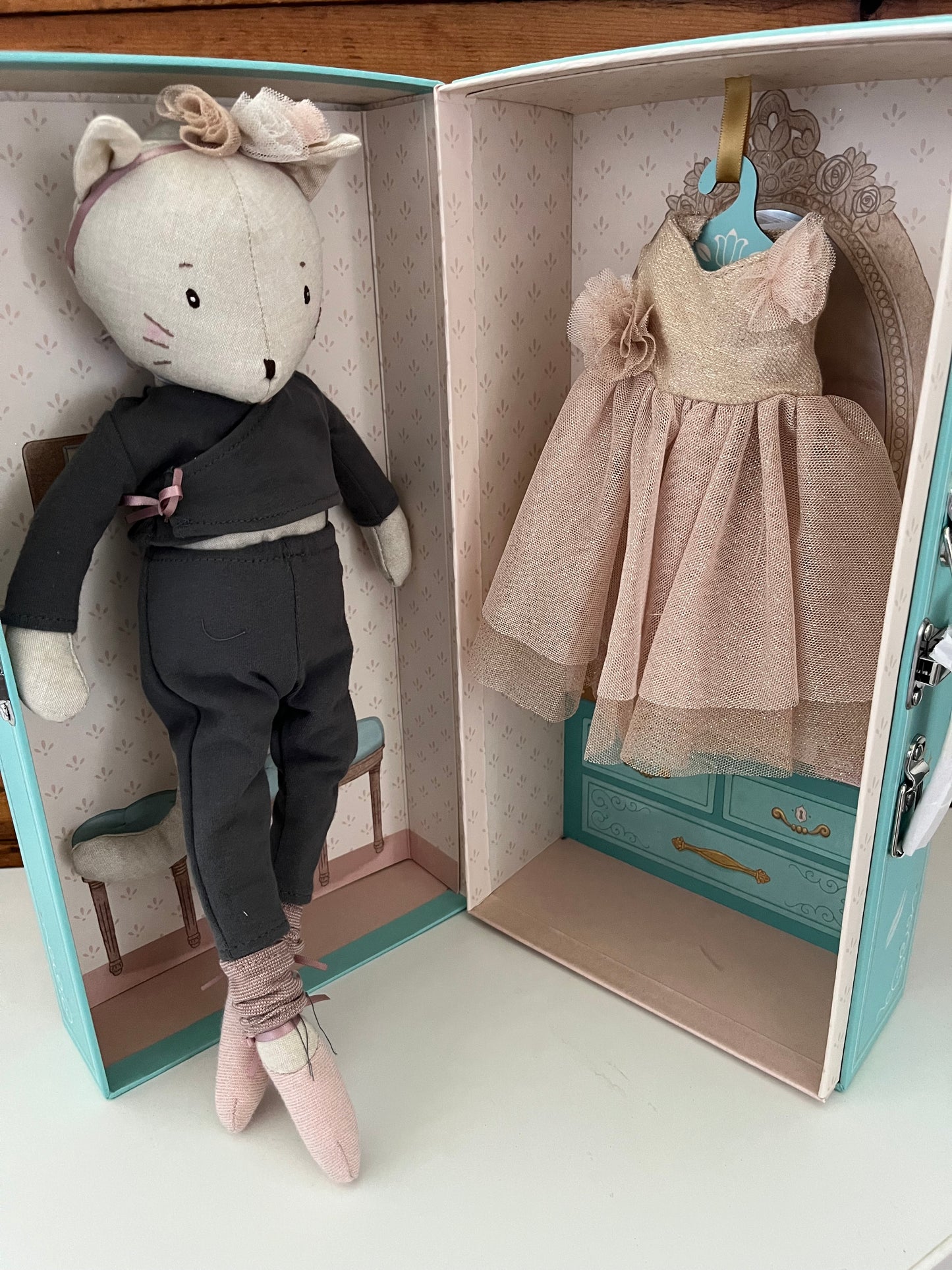 Soft Doll - RAG CAT DOLL, with TUTU and WARDROBE CASE, 14 inches