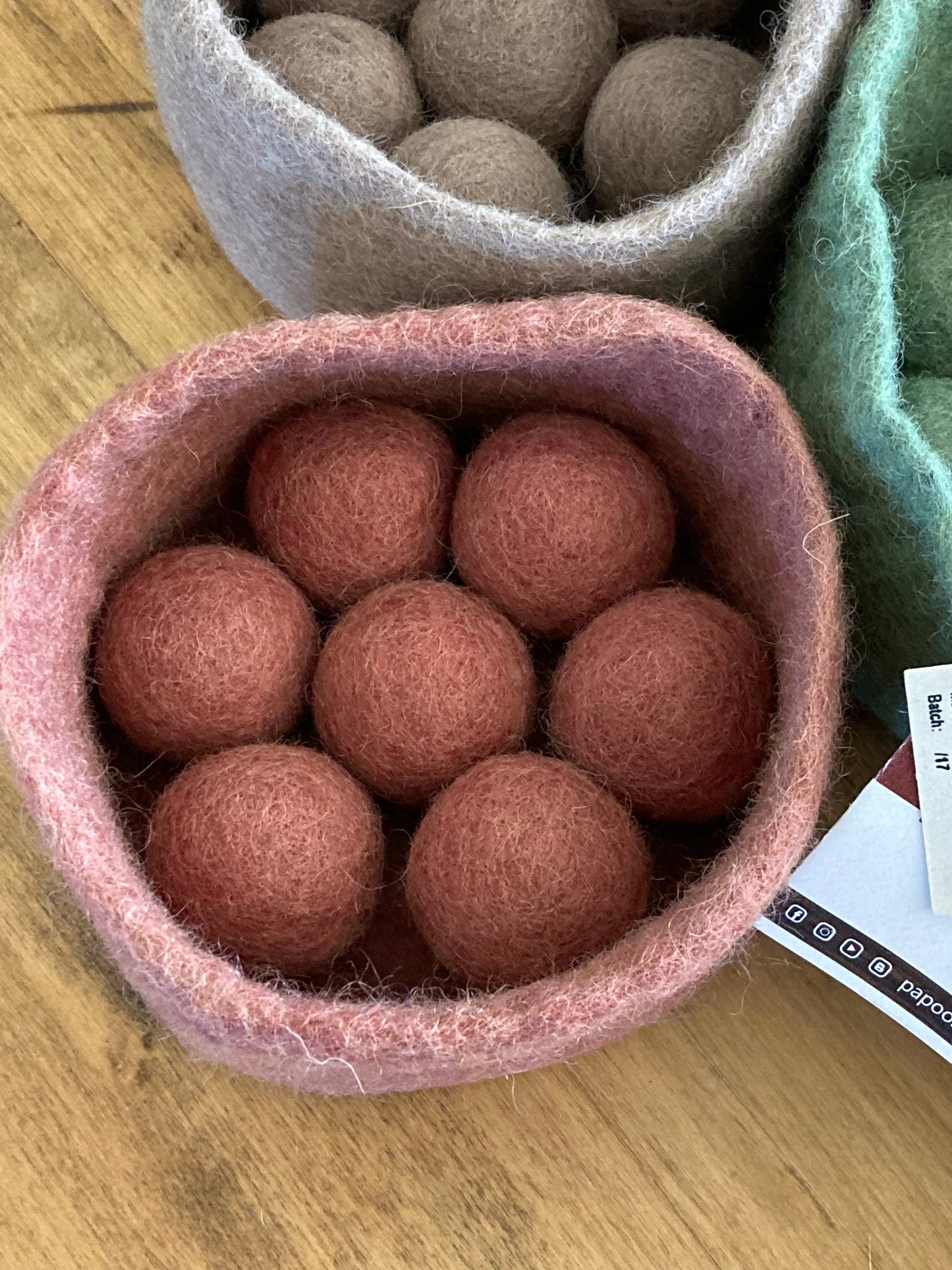 Felted Toys for Baby and Dollhouse Play Set - EARTH WOOL BALLS AND BOWLS, 48 pieces!