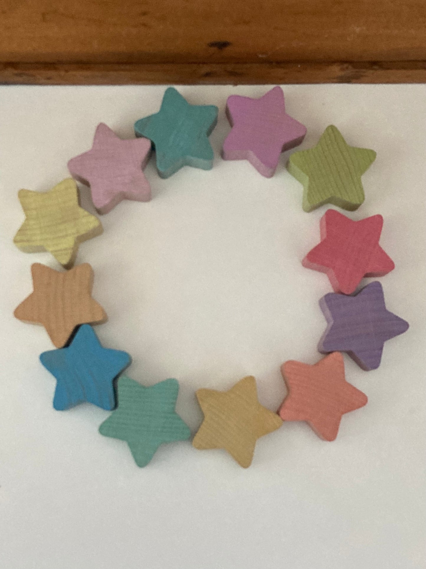 Wooden Toy - PASTEL STARS, 12 stars!