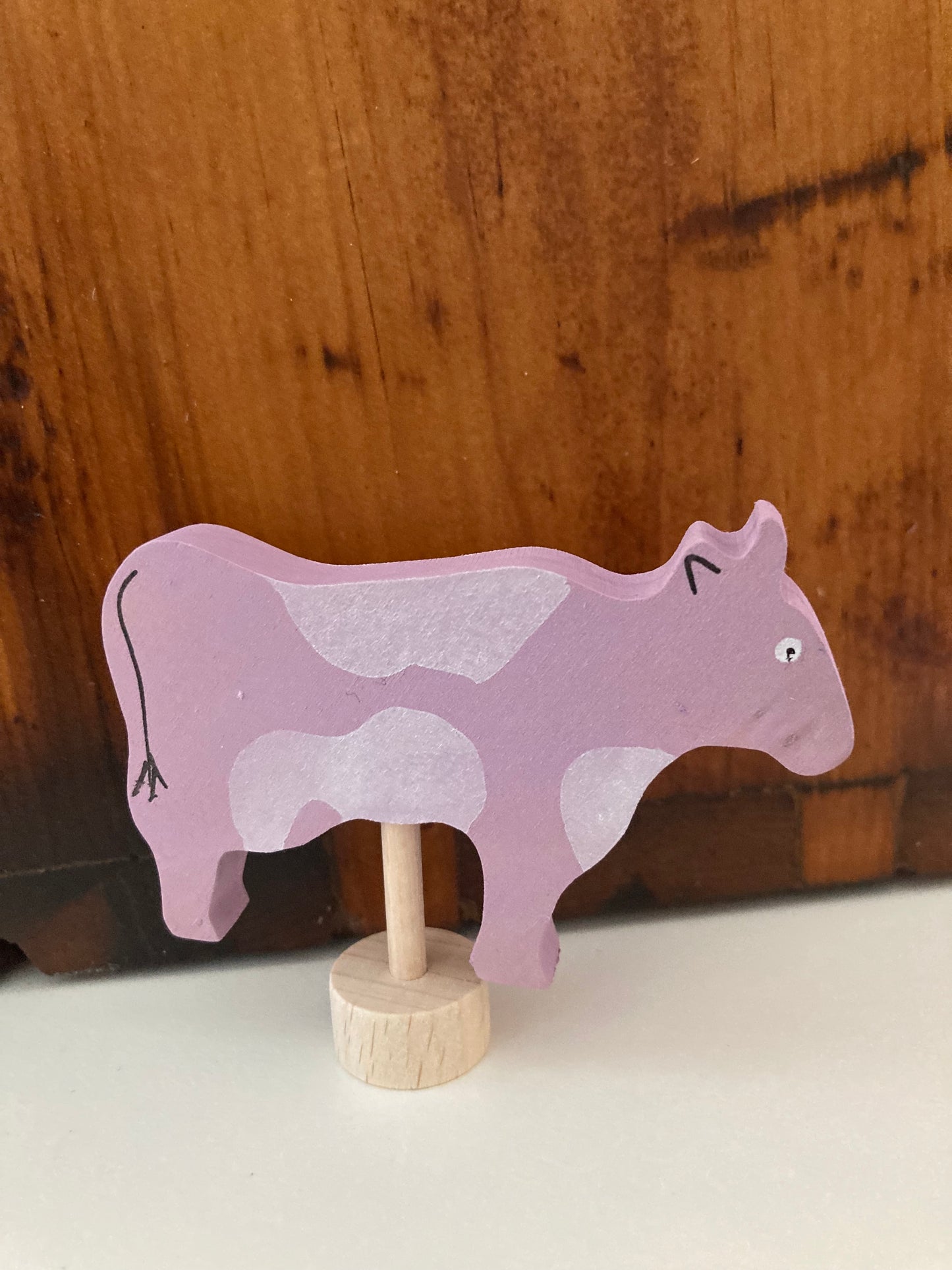 Déco en bois par Grimm's - VACHE en rose