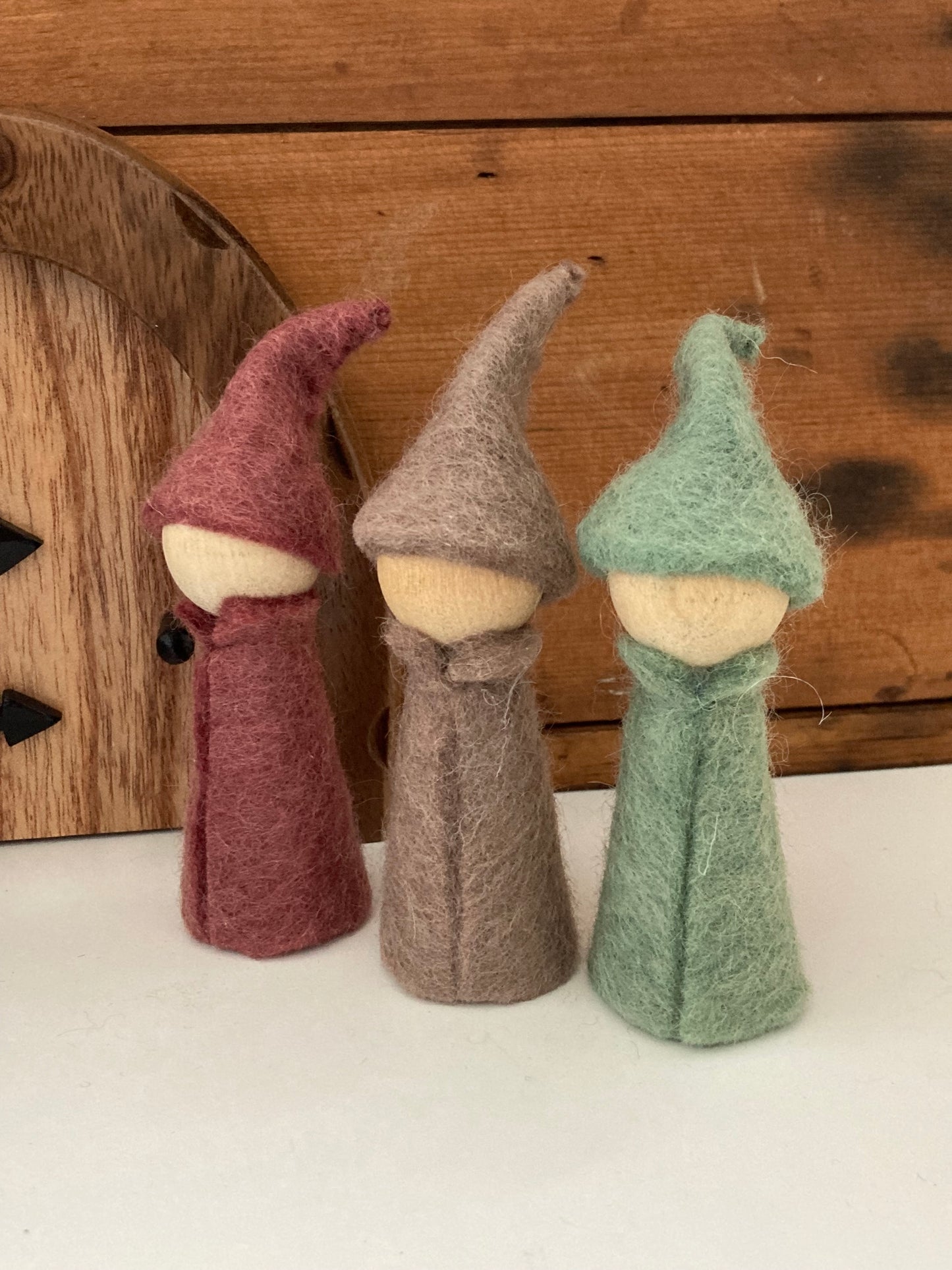 Wooden Toy for Dollhouse Play - EARTH GNOMES, all 7!