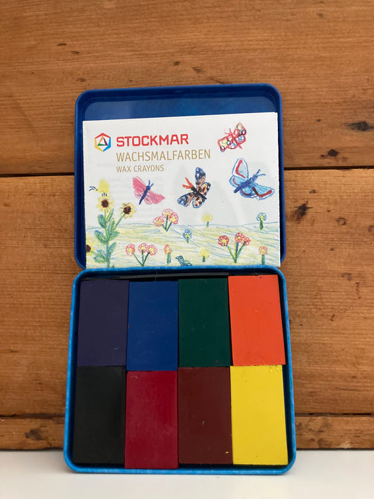 Beeswax, Art - BLOCK CRAYONS TIN CASE of 8 PRIMARY COLOURS