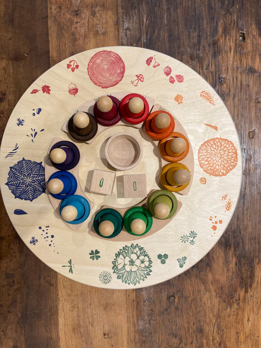 Educational Wooden CIRCULAR CALENDAR with FOUR SEASON RING, in FRENCH