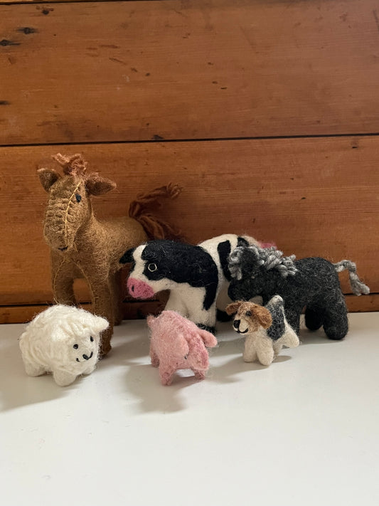 Wool Felted Set - FARM ANIMALS, 6 pieces!