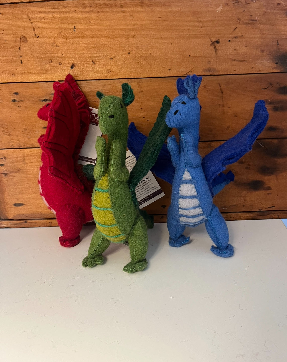 Dollhouse Soft Toy - Wool Felted DRAGONS! All 3! Red, Blue and Green!