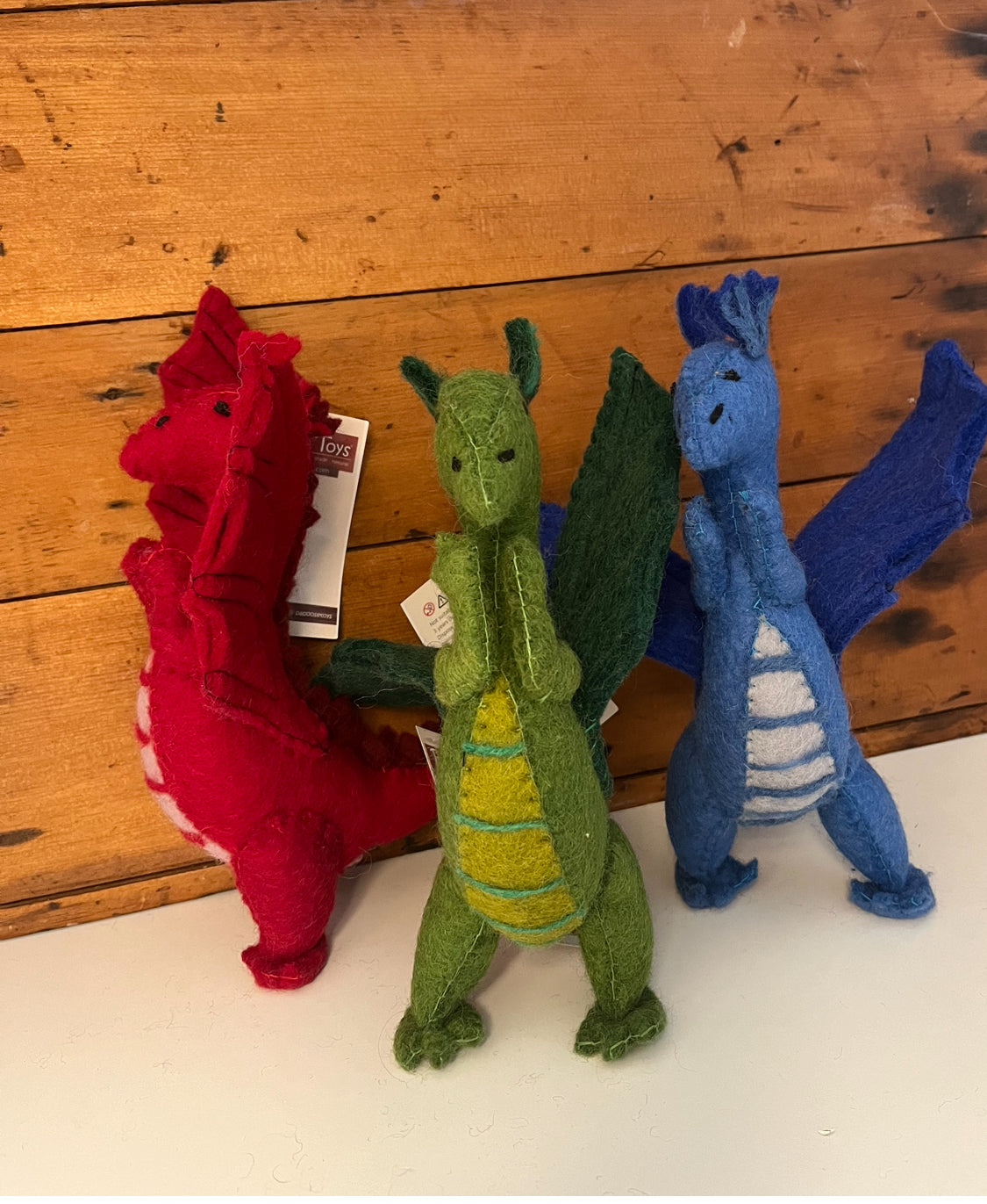 Dollhouse Soft Toy - Wool Felted DRAGONS! All 3! Red, Blue and Green!