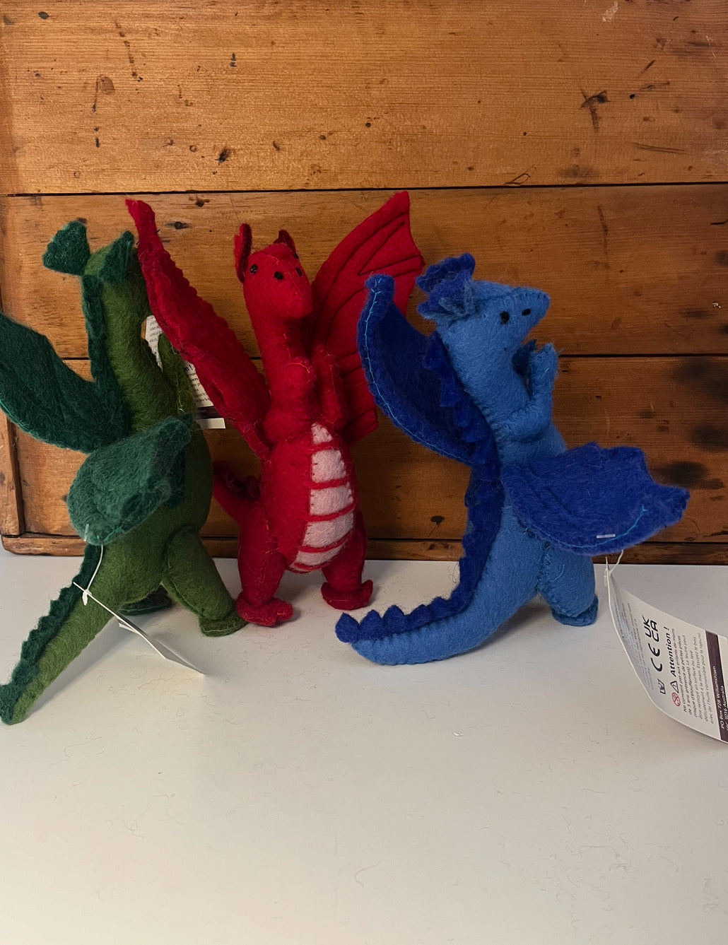 Dollhouse Soft Toy - Wool Felted DRAGONS! All 3! Red, Blue and Green!