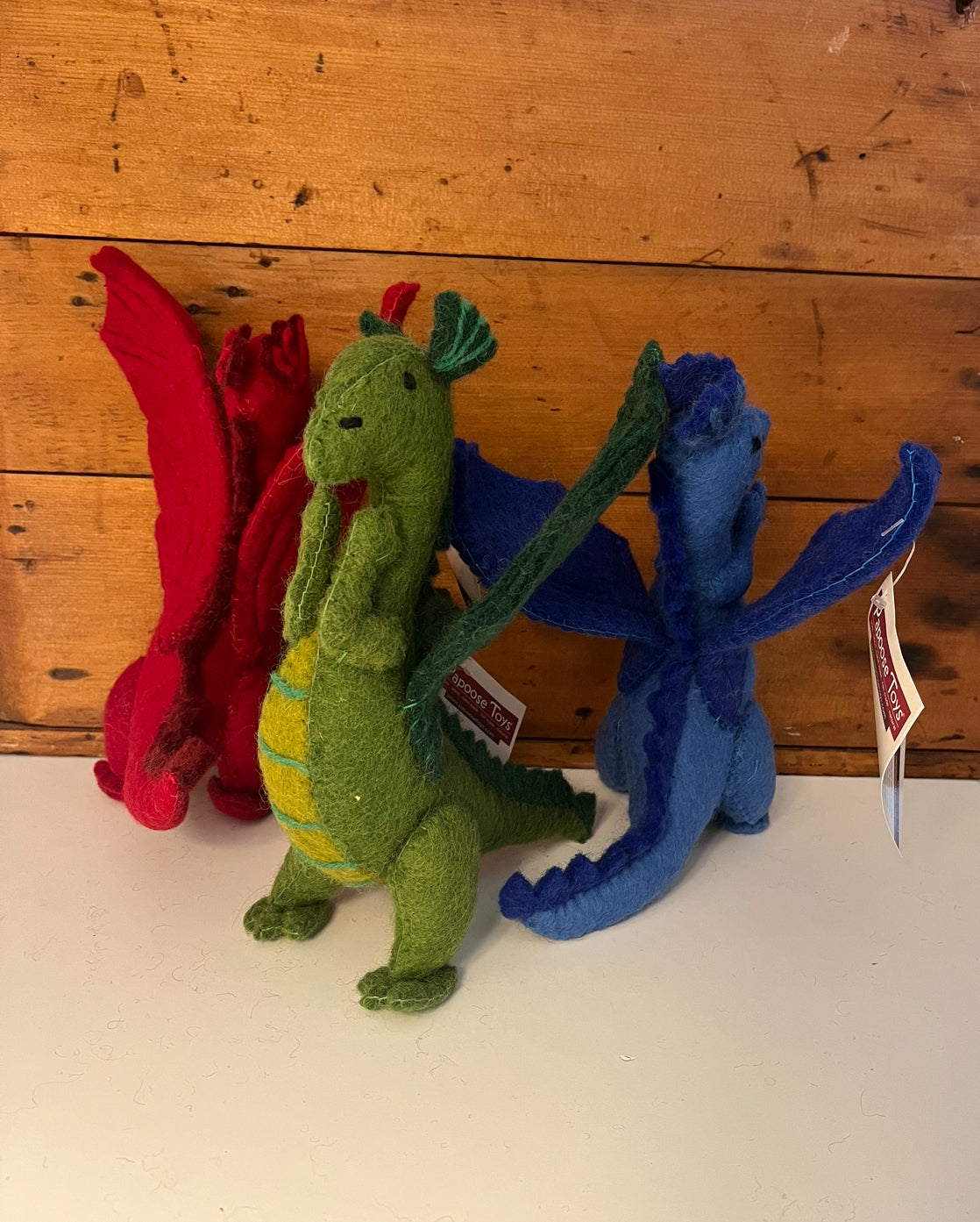 Dollhouse Soft Toy - Wool Felted DRAGONS! All 3! Red, Blue and Green!